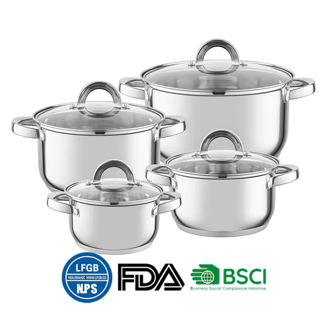 Hot Sale Cooking Pot Heavy Weight 5ply Base Stainless Steel Casserole Soup Pot Stock Pots with Stainless Steel Handle