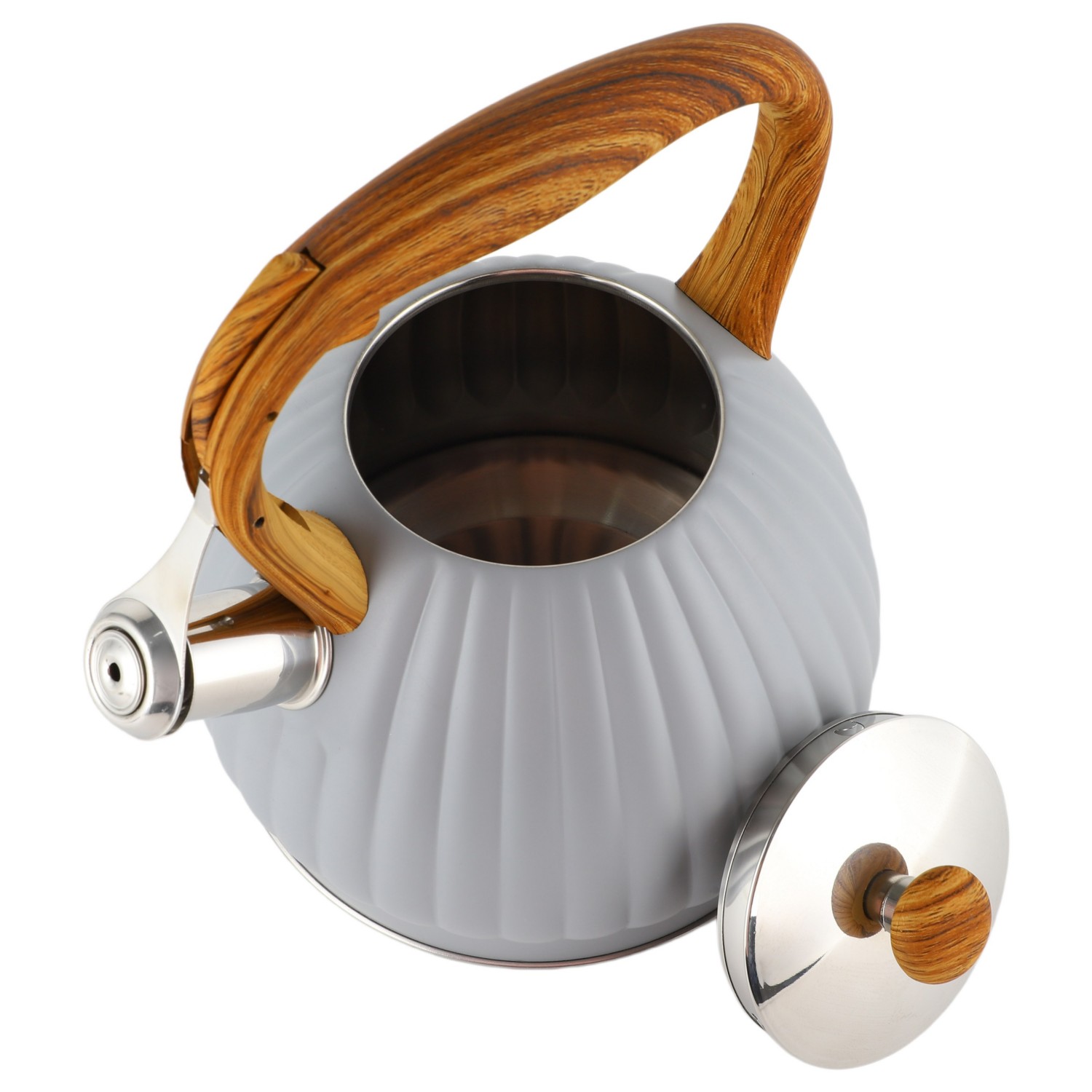 3.0L Stove Top Stainless Steel Tea Pot New Food Grade Polished Custom Top Seller Whistling Tea Kettle With Wood Handle