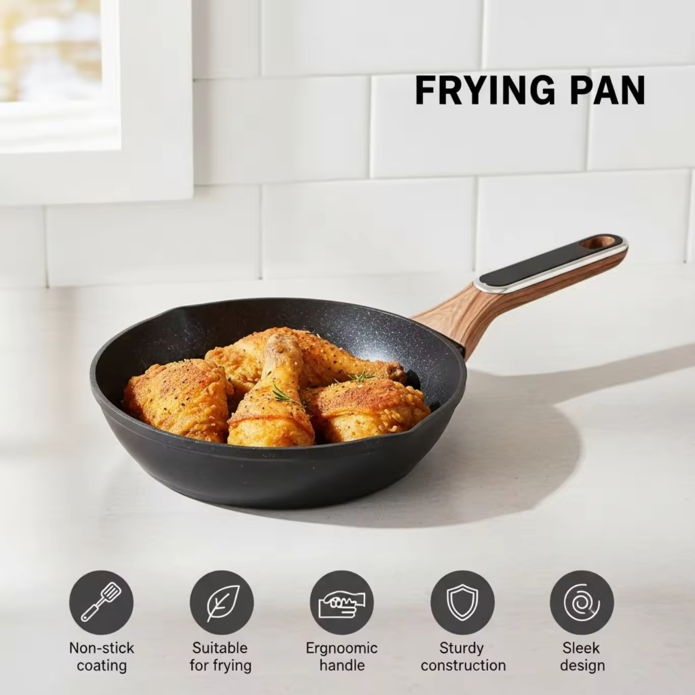 Factory Nonstick Ceramic Frying Pan Egg Pan Fry Pan Chef's Pan Aluminum Skillet PFOA Free Induction Compatible With Flow Nozzle