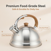 Factory Wholesale 3L Whistling Tea Kettle Tea Pot Customized Color Stainless Steel Hot Water for ALL Stovetop with Wood Handle