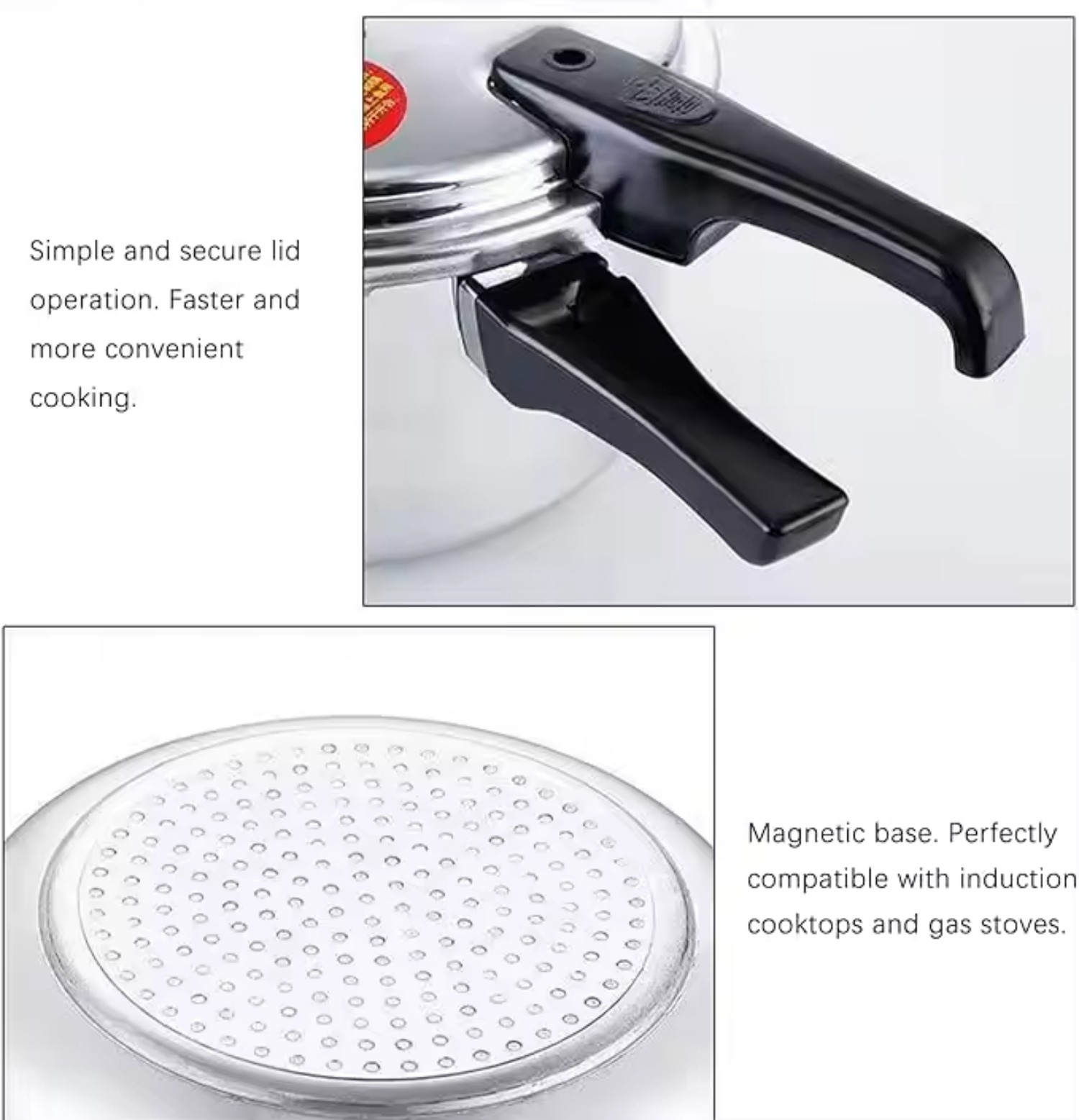 Factory Small Aluminum Alloy Pressure Cooker with Magnetic Bottom 3L 4L 5L 7L 9L 11L 13L 17L Sizes for Gas and Induction Cooker