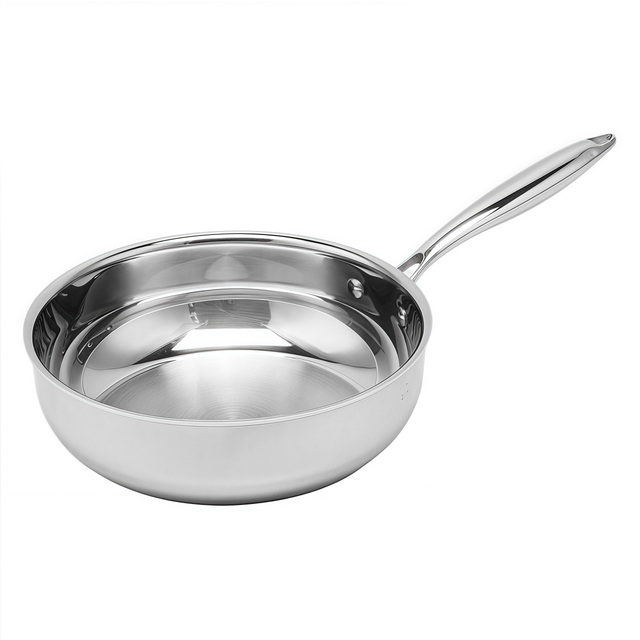 Tri-ply Hybrid Pan & Wok with Double Ears PFAS PFOA Free Honeycomb Stainless Steel Non-stick Wok Pan Cookware 