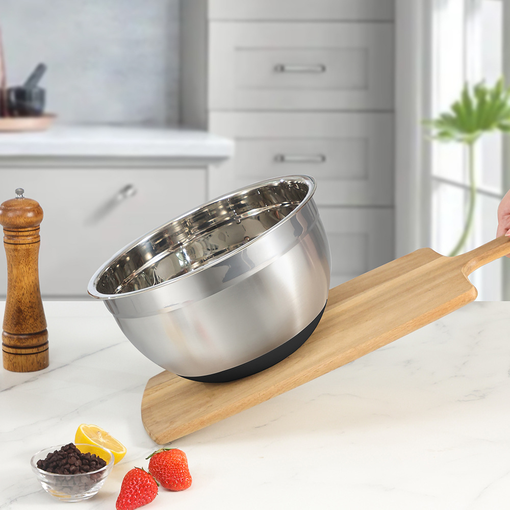 Customized Stainless Steel Mixing Bowl Set with Transparent Lids Eco-Friendly Multi-Function Salad Baking Metal Mixing Bowls