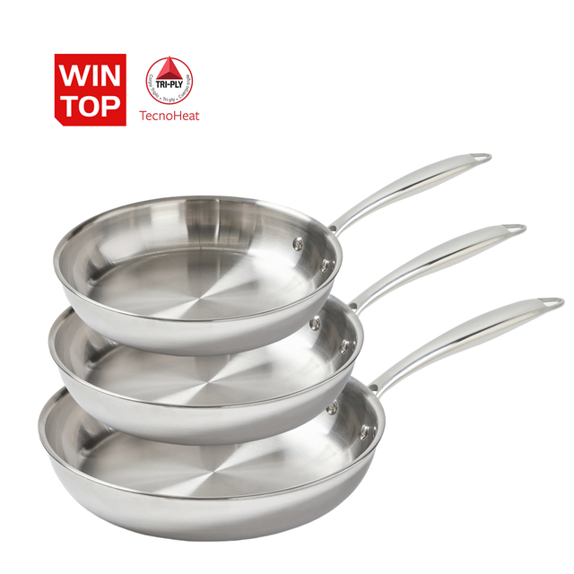 Factory Customized Food Grade Home Cooking Pan Steel Stainless Non-coating Frying Pans Sets Full Size for Restaurant Skillet Omlet Frying Pan