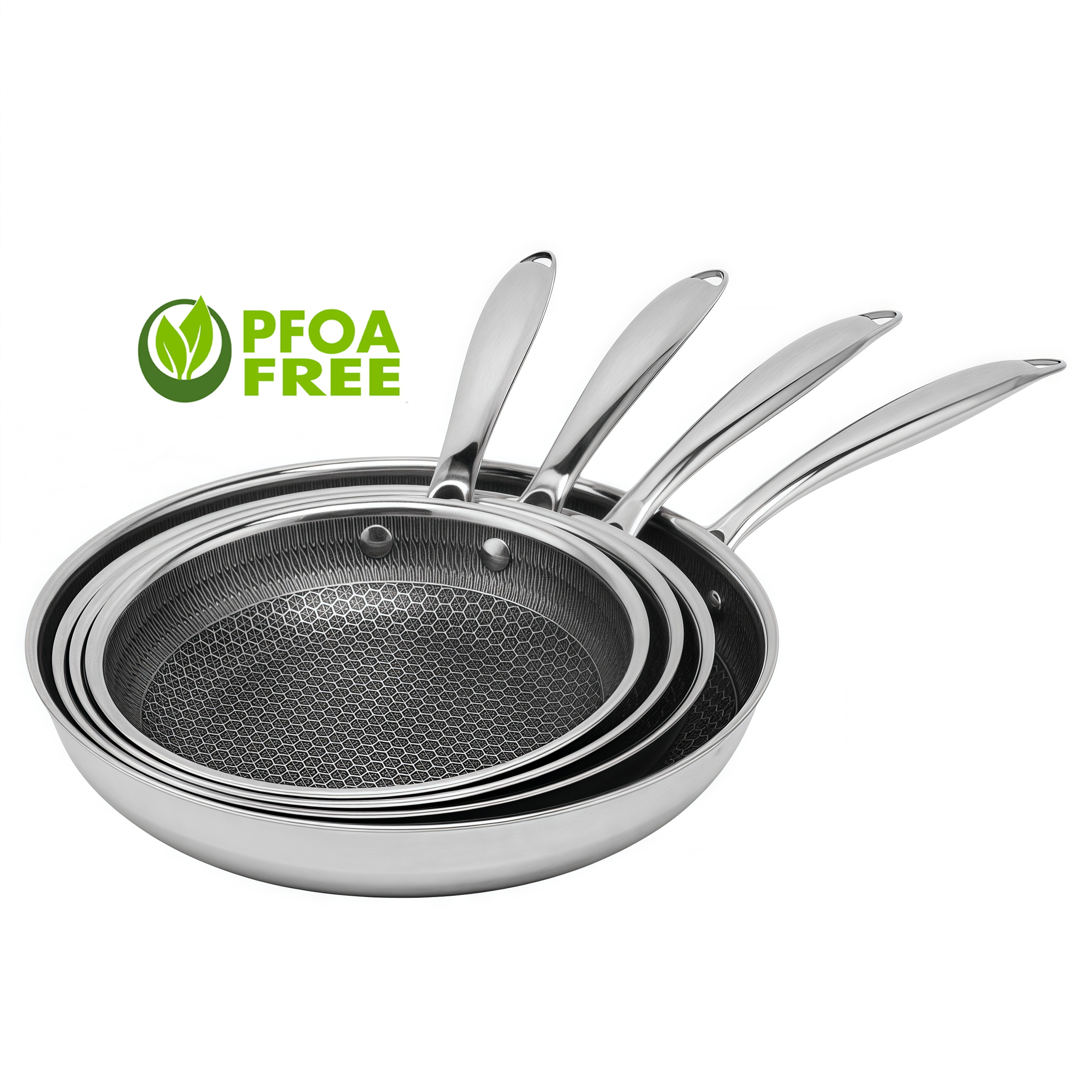 Hybrid Cookware 8/10/12 Inch Cookware Frying Pan Nonstick Honeycomb 20/24/28 Cm Tri-ply Stainless Steel Pan Set Skillets