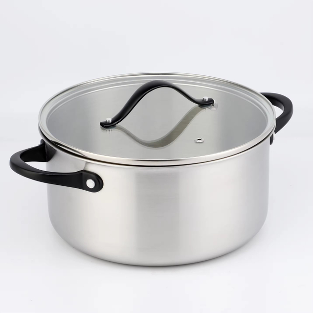 Wholesale 10 Pieces Tri-ply Stainless Steel Kitchen Cooking Pan Pot Set Non Stick Triply Cookware Sets With Custom Black Handle