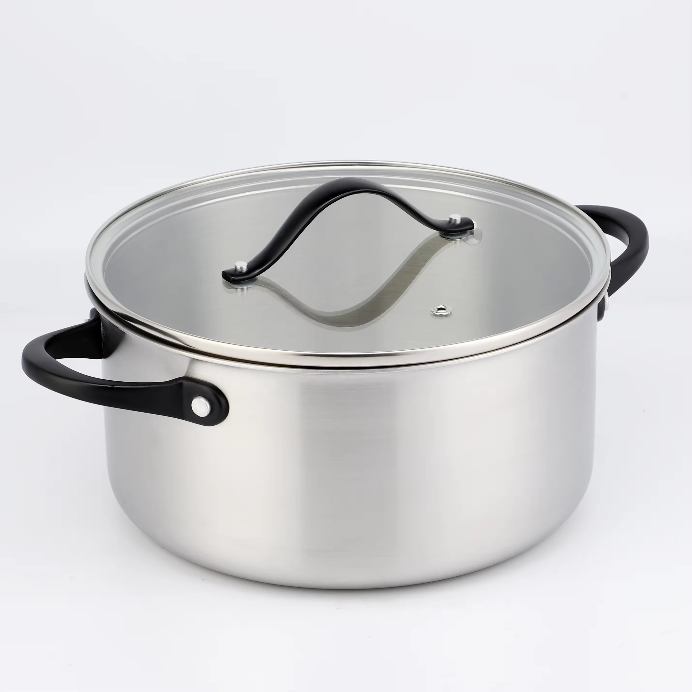 Wholesale 10 Pieces Tri-ply Stainless Steel Kitchen Cooking Pan Pot Set Non Stick Triply Cookware Sets With Custom Black Handle