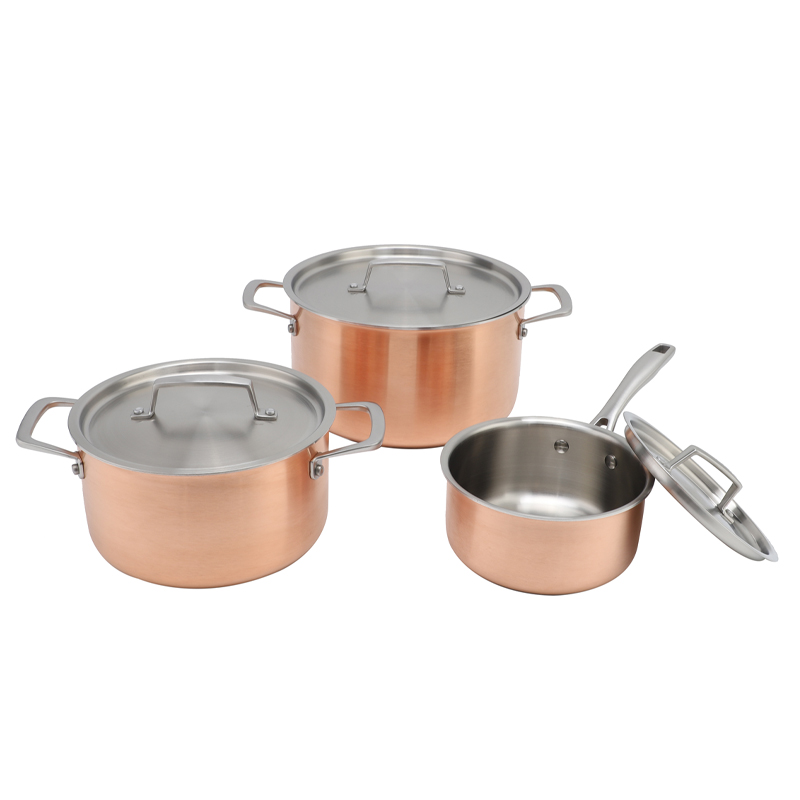 Popular Kitchen Cookware Set 3ply Copper Casserole Stainless Steel Casserole Cooking Pot