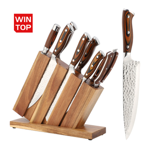 Wholesale 9 PCS Pakka Wood Handle 8-Inch Santoku Bread Paring Cleaver Chef Kitchen Knife 5cr15 Stainless Steel Scissor Outdoors