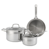 Stainless Steel Triply Cookware Set Durable Metal Pots and Pans with Mirror Polished Glass Cover Rivet-Connected Handle
