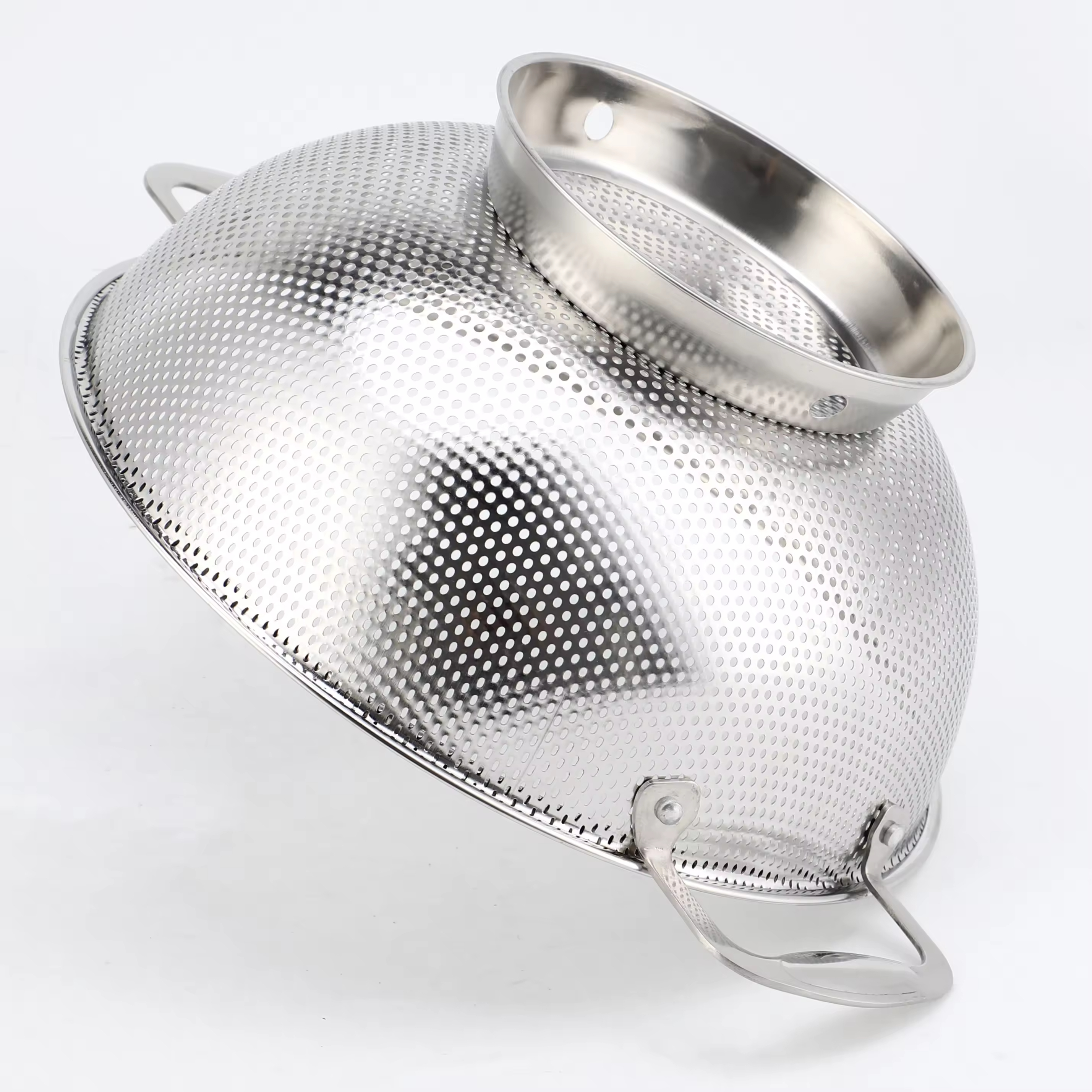 New Fruit Vegetable Kitchen Strainer Colanders Set Stainless Steel Drain Wash Storage Drain Basket Stainless Steel Mesh Strainer