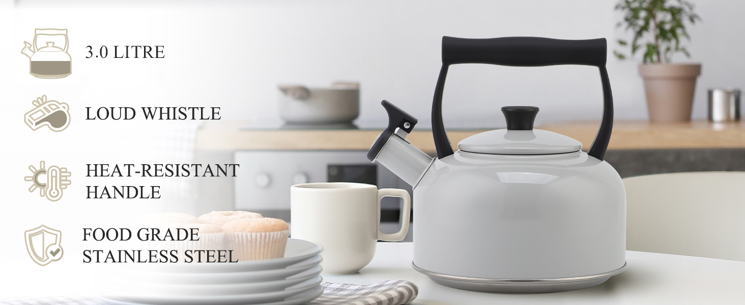 Factory Wholesale 3L Whistling Tea Kettle Tea Pot Customized Color Stainless Steel Hot Water Teapot for ALL Stovetop