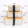Bamboo Lid Stainless Steel Food Container Food Packaging Containers Leakproof Metal Bento Lunch Box Stainless Steel Food Carrier