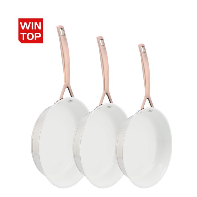 Hot Sale Wholesale 3 Layer Base Stainless Steel Pan 20/24/26/28cm 8inch/10inch/12inch Ceramics Nonstick Cookware Frying Pan