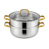 Factory Direct Sales Multi-purpose 2 Layers Steam Pot Stainless Steel Steam Cooker with Steamer Basket and Tempered Glass Lid