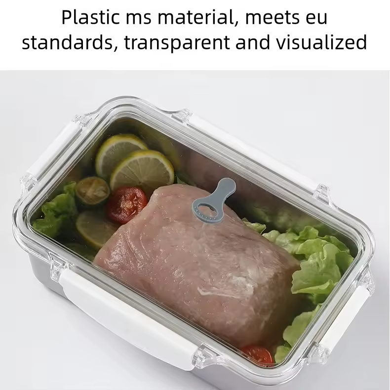 Design 304 Stainless Steel Fresh-keeping Box Snap-on Refrigerator Storage Tin Box Heating Food Grade Microwave sealed Box