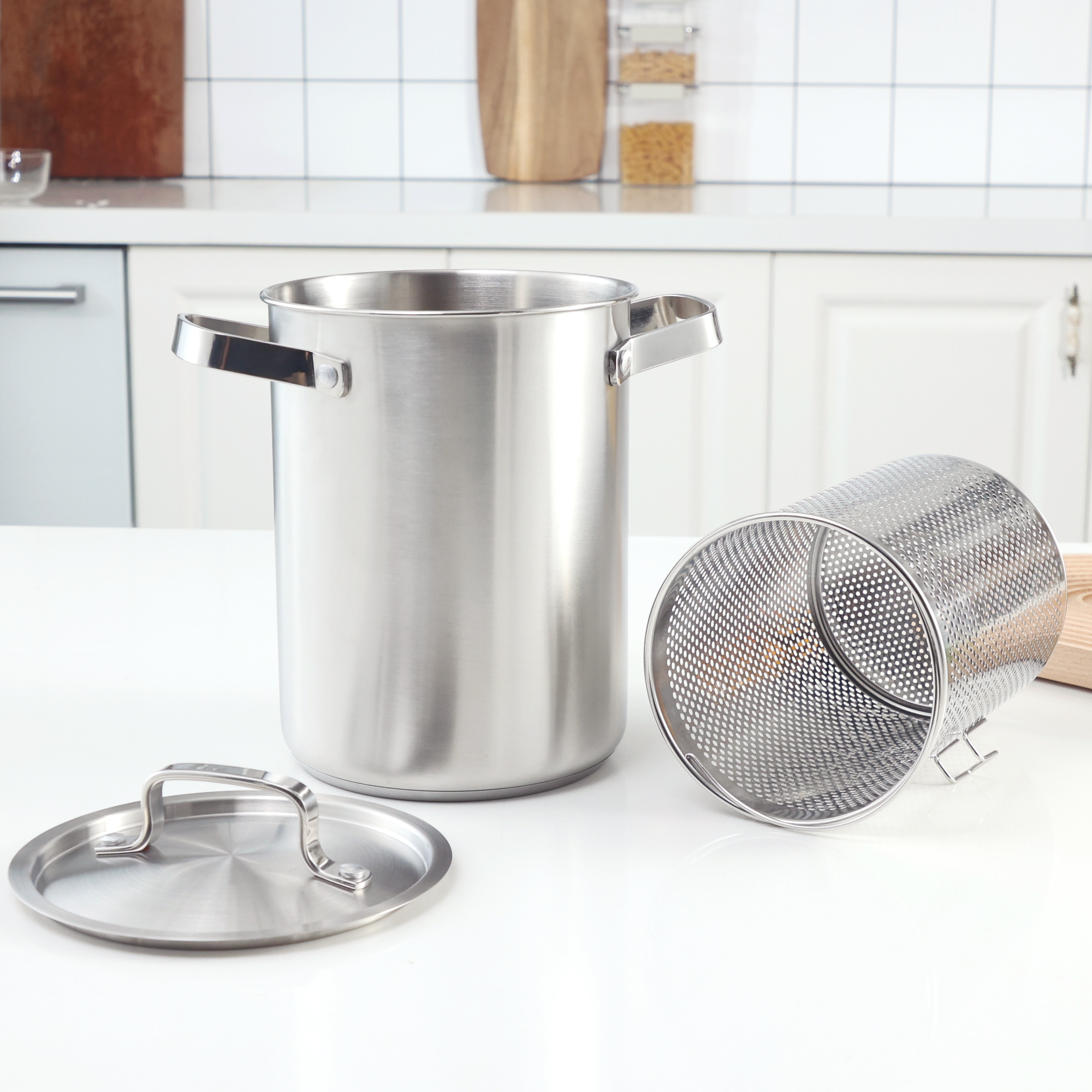 Asparagus Steamer Pot with Mesh Basket-3 Quart Stainless Steel Vegetable Cooker with Stainless Steel Lid