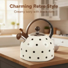 Factory Wholesale 2.5L Whistling Tea Kettle Pot Polka Dot Cream/Ivory Color Stainless Steel Hot Water Teapot for ALL Stovetop