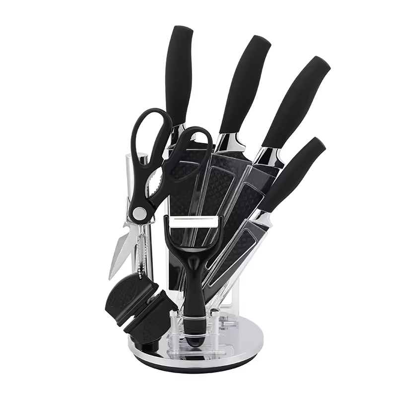 High Quality Stainless Steel Chef Bread Carving Utility Paring Kitchen Knives Handmade Kitchen Knife Sets with Block