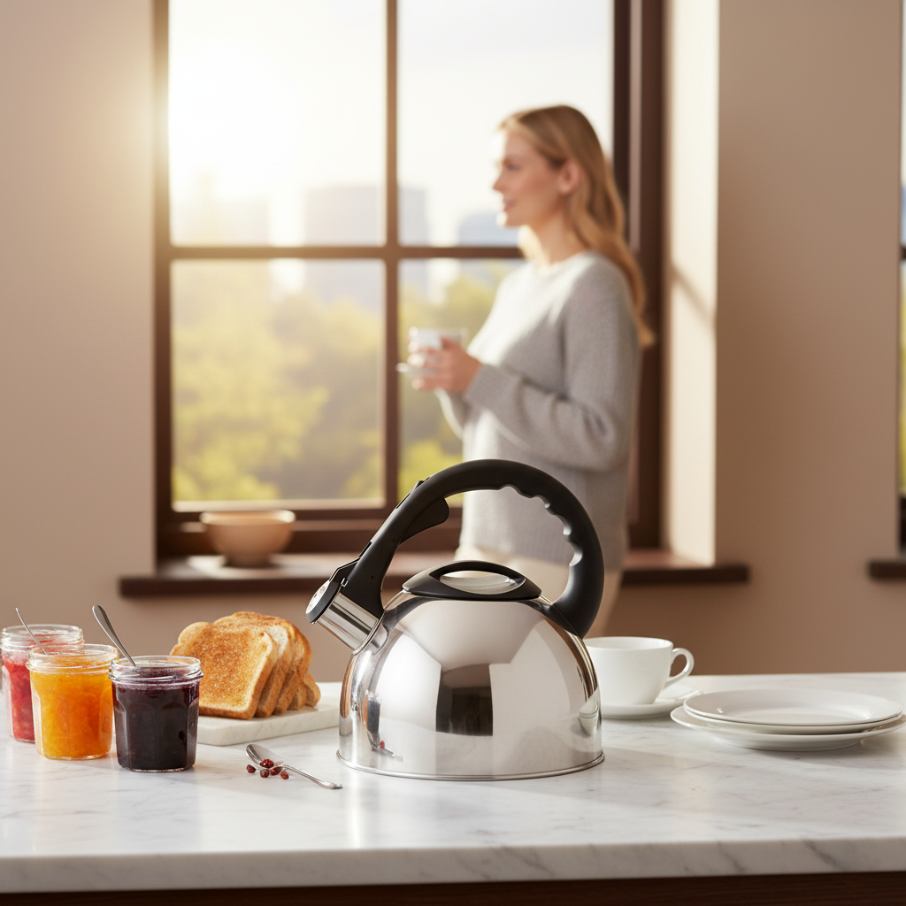 Factory Wholesale 2.5LWhistling Tea Kettle Pot Cool-Touch Handle Stainless Steel Hot Water Teapot for ALL Stovetop