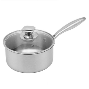 Tri-Ply Stainless Steel 304 Sauce Pan with Glass Lid Multipurpose Induction Cookware for Cooking Pot