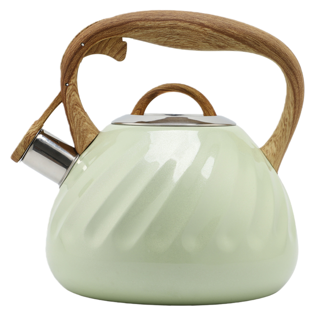 2.7L Kitchen Home Water Tea Pot Stainless Steel Whistling Kettle Wood Grain Handle With Color Painting