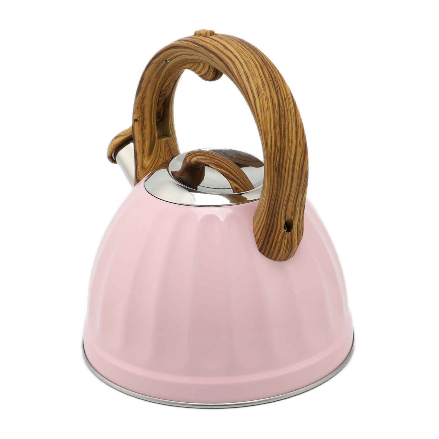 Factory Wholesale 2.5L Whistling Tea Kettle Tea Pot Customized Color Stainless Steel Hot Water for ALL Stovetop with Wood Handle