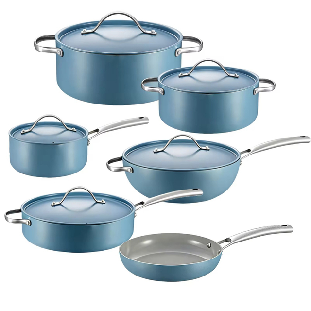 11PCS Customizable Ceramic Nonstick Pans and Pots Set Induction Cast Aluminum Ceramic Cookware Set Pots and Pans Set