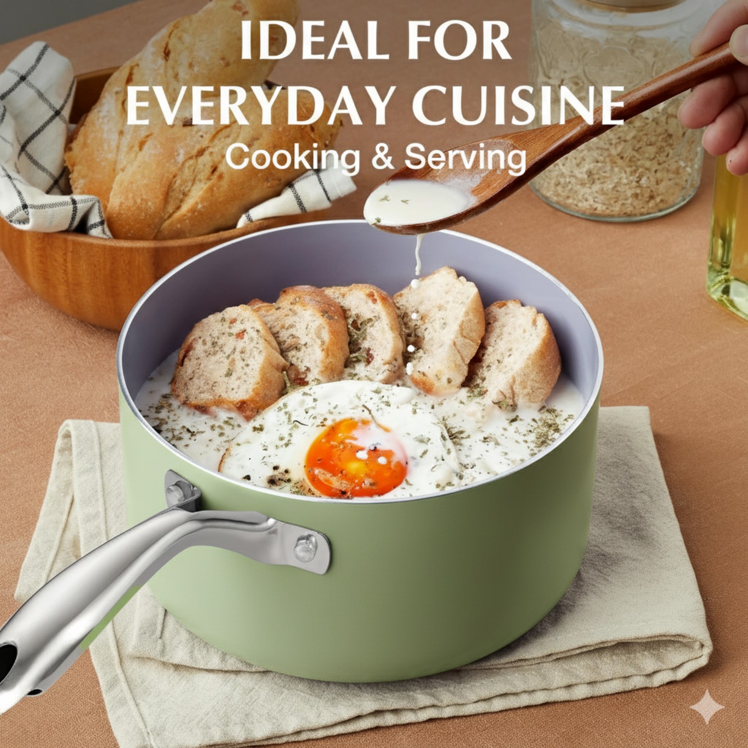 6 PCS Customizable Ceramic Non Stick Saucepans and Pots Set Induction Cast Aluminum Ceramic Cookware Set Pots and Pans Set