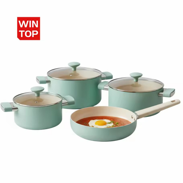 8PCS Customizable Ceramic Non Stick Pans and Pots Set Induction Cast Aluminum Ceramic Cookware Set Pots and Pans Set