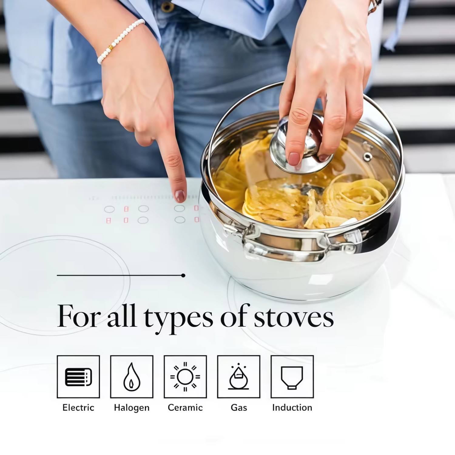 Hot Sale Apple Shape Cooking Pot Heavy Weight 5ply Base Stainless Steel Casserole Soup Pot Stock Pot with Stainless Steel Handle