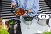 Hot Sale Strainer Lid Cooking Pot Heavy Weight 5 Layer Base Stainless Steel Casserole Soup Pot Stock Pots with Silicone Handle