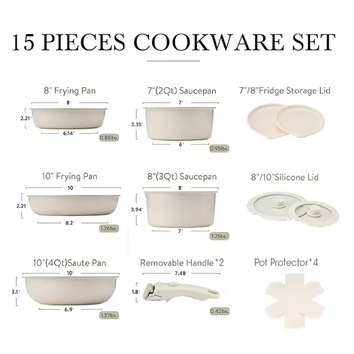 15 PCS Pots and Pans Set Nonstick Cookware Set Detachable Handle Induction Kitchen Cookware Sets with Removable Handle