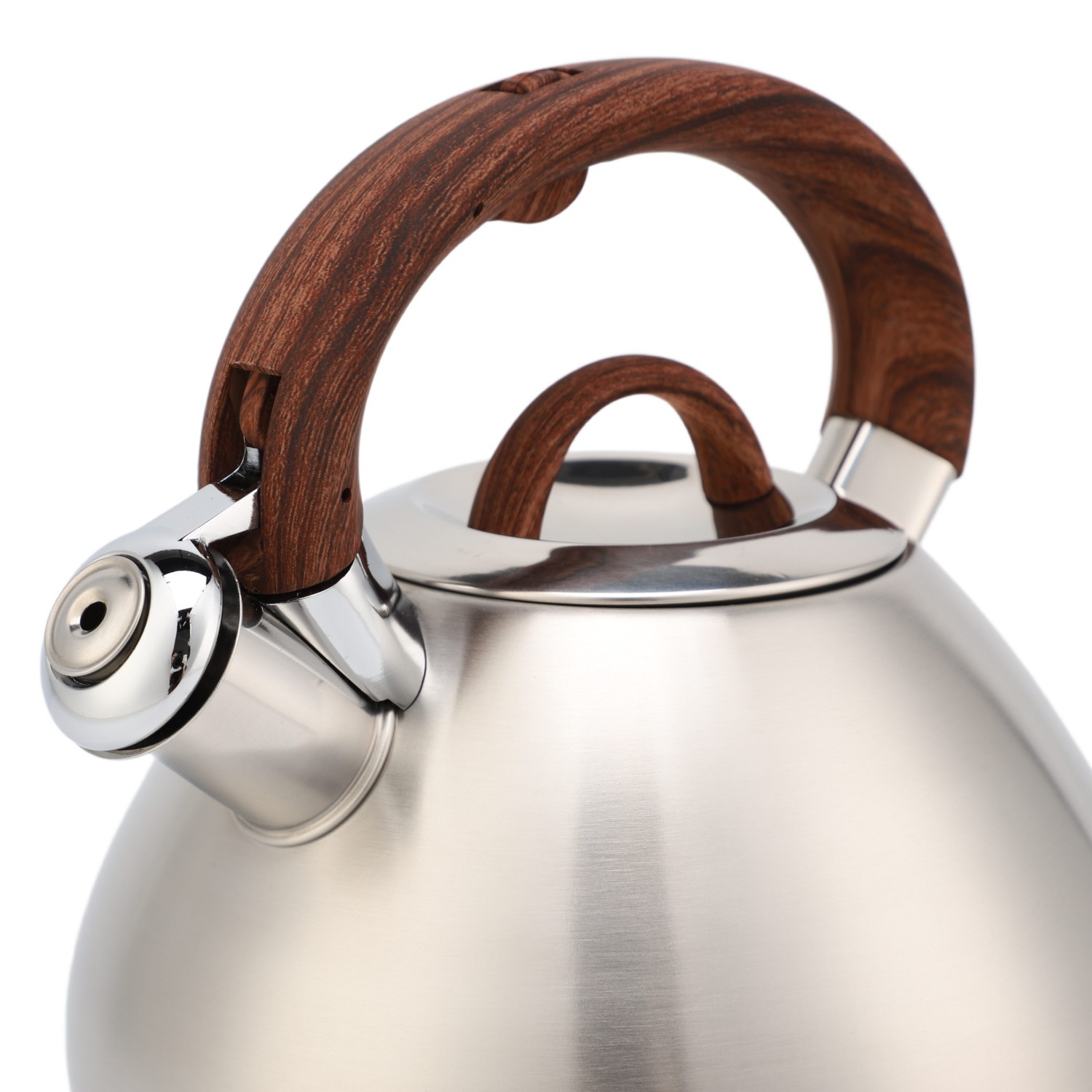 3.0L Stove Top Stainless Steel Tea Pot New Food Grade Polished Custom Top Seller Whistling Tea Kettle With Wood Handle