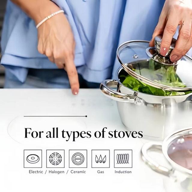 Hot Sale Belly Shape Cooking Pot Heavy Weight 5ply Base Stainless Steel Casserole Soup Pot Stock Pot with Stainless Steel Handle