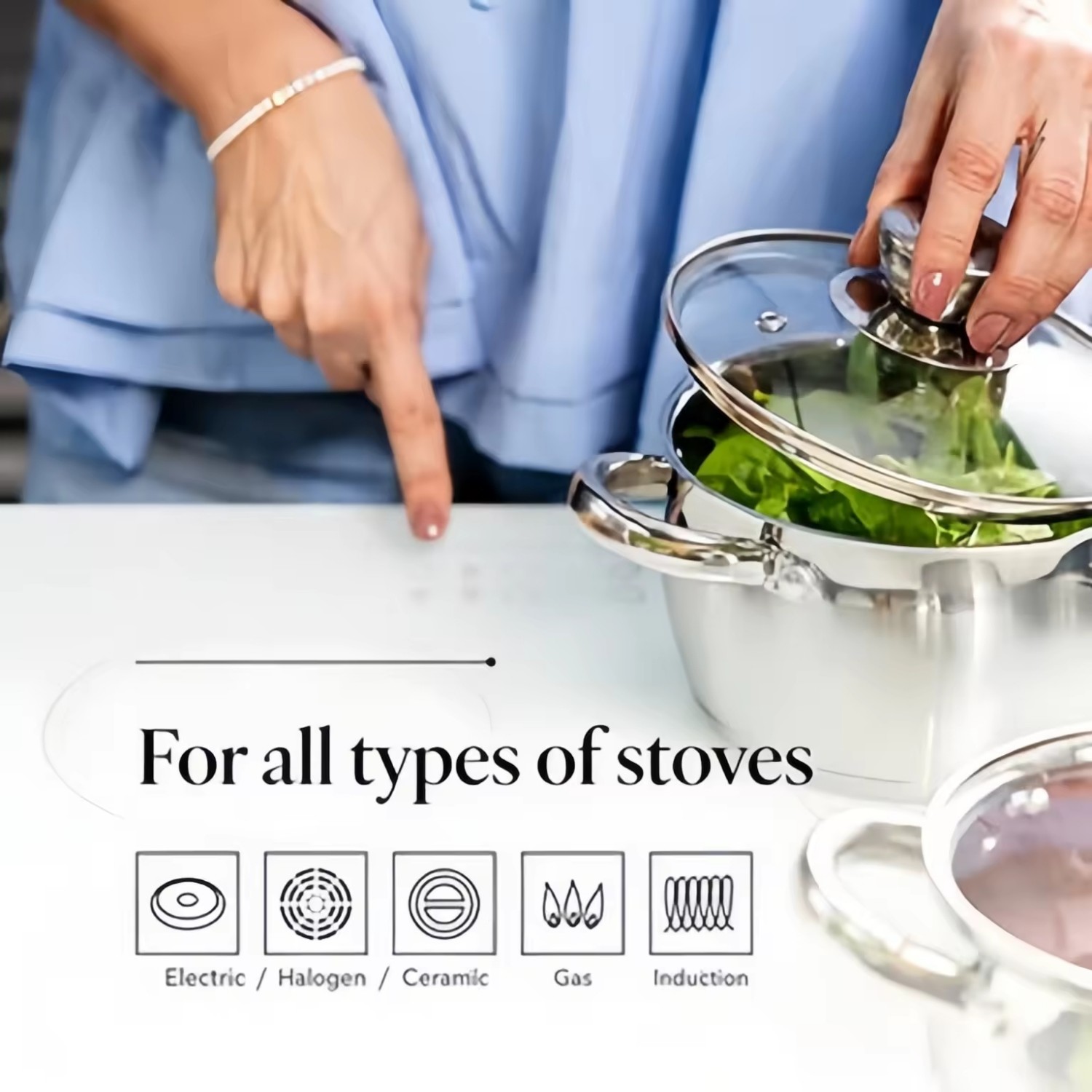 Hot Sale Belly Shape Cooking Pot Heavy Weight 5ply Base Stainless Steel Casserole Soup Pot Stock Pot with Stainless Steel Handle