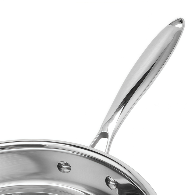 Tri-ply Hybrid Pan & Wok with Double Ears PFAS PFOA Free Honeycomb Stainless Steel Non-stick Wok Pan Cookware 