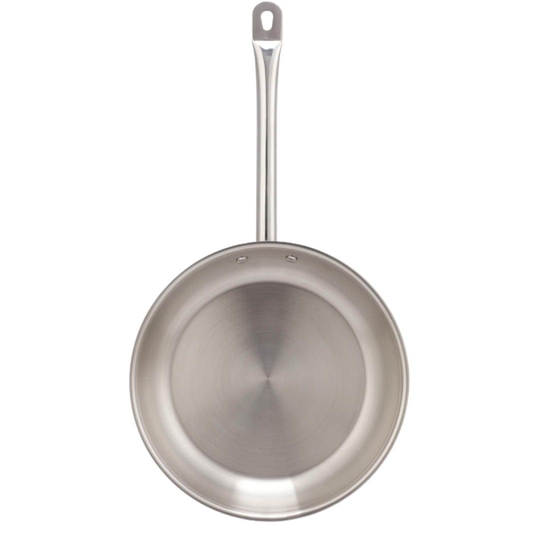 Factory Customized Food Grade Triply Cooking Pan Steel Stainless Non-coating Frying Pan for Skillet Omlet with Hollow Handle