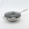 Tri-ply Hybrid Pan & Wok with Double Ears PFAS PFOA Free Honeycomb Stainless Steel Non-stick Wok Pan Cookware With Glass Lid