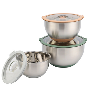 Stainless Steel Mixing Bowl with Lid Multi-Function Salad Baking Metal Mixing Bowls