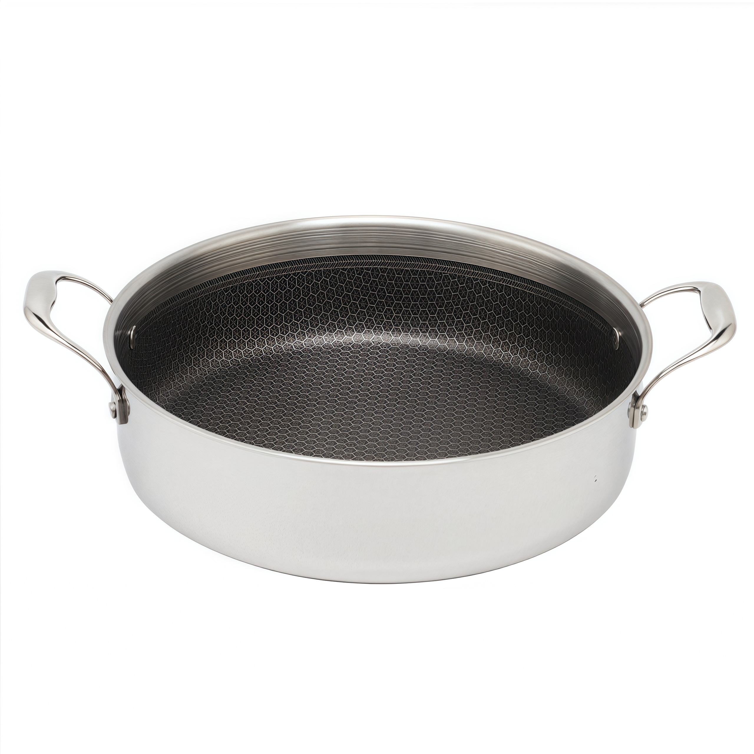 High Quality 316 Stainless Steel Cook Saute Pan Three Layer Steel Double Ear Frying Pan Rapid Heat Conduction Sauting Fry Pan