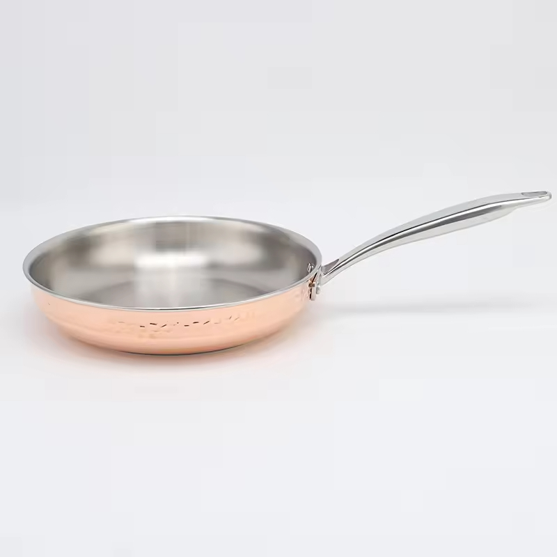 Factory Manufacturer's Modern 7pcs Tri-Ply Stainless Steel and Copper Pots and Pans Set Hammered Tri Ply Copper Cookware