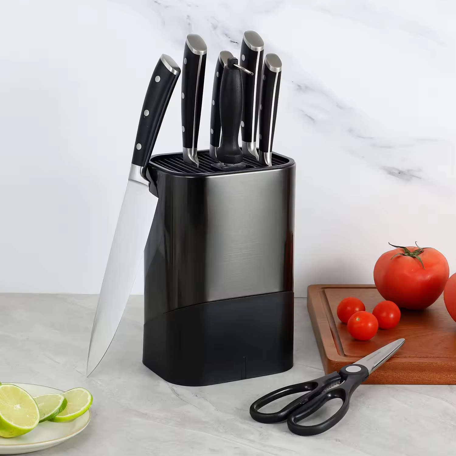 High Quality Traditional Metal Kitchen Cutter Cooking Knives Set ABS Handle Kitchen Chef Knife Kit with Stainless Steel Block