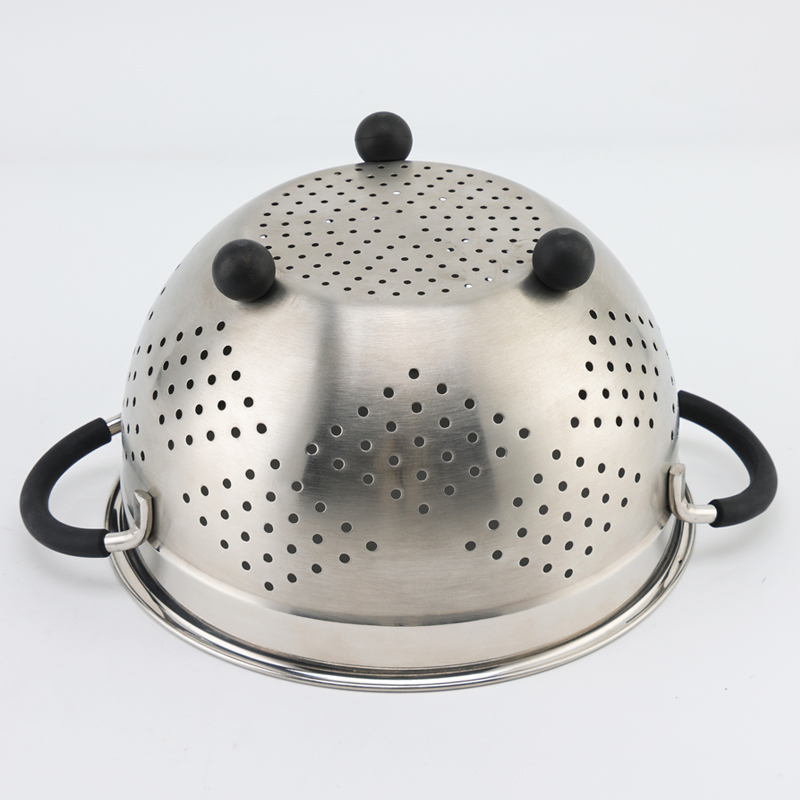 Fruit Vegetable Kitchen Strainer Colanders Set Stainless Steel Drain Wash Storage Drain Basket with Silicone Handle & Feet