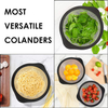 Stainless Steel Colanders Set with Black Non-Slip Handles 2.5/4.3 Quart Capacities Home Kitchen Strainer Set of 2