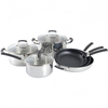 High Quitity 9pcs Tri-ply Stainless Steel Kitchen Ware Cooking Pot Cookware Sets With Tempered Glass Lid