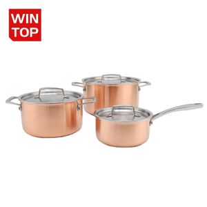 Popular Kitchen Cookware Set 3ply Copper Casserole Stainless Steel Casserole Cooking Pot