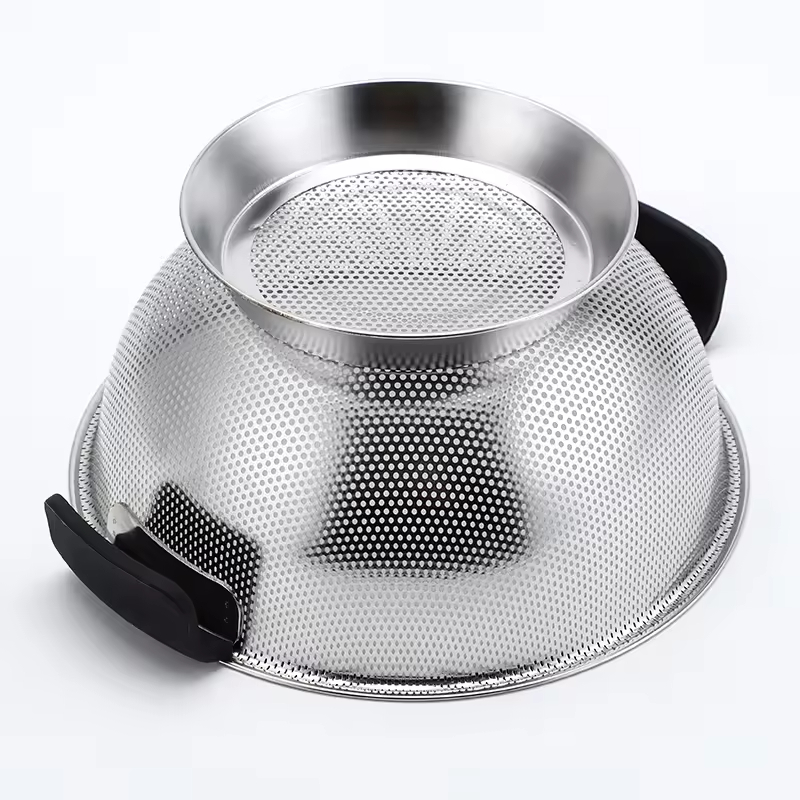 New Fruit Vegetable Kitchen Strainer Colanders Set Stainless Steel Drain Wash Storage Drain Basket
