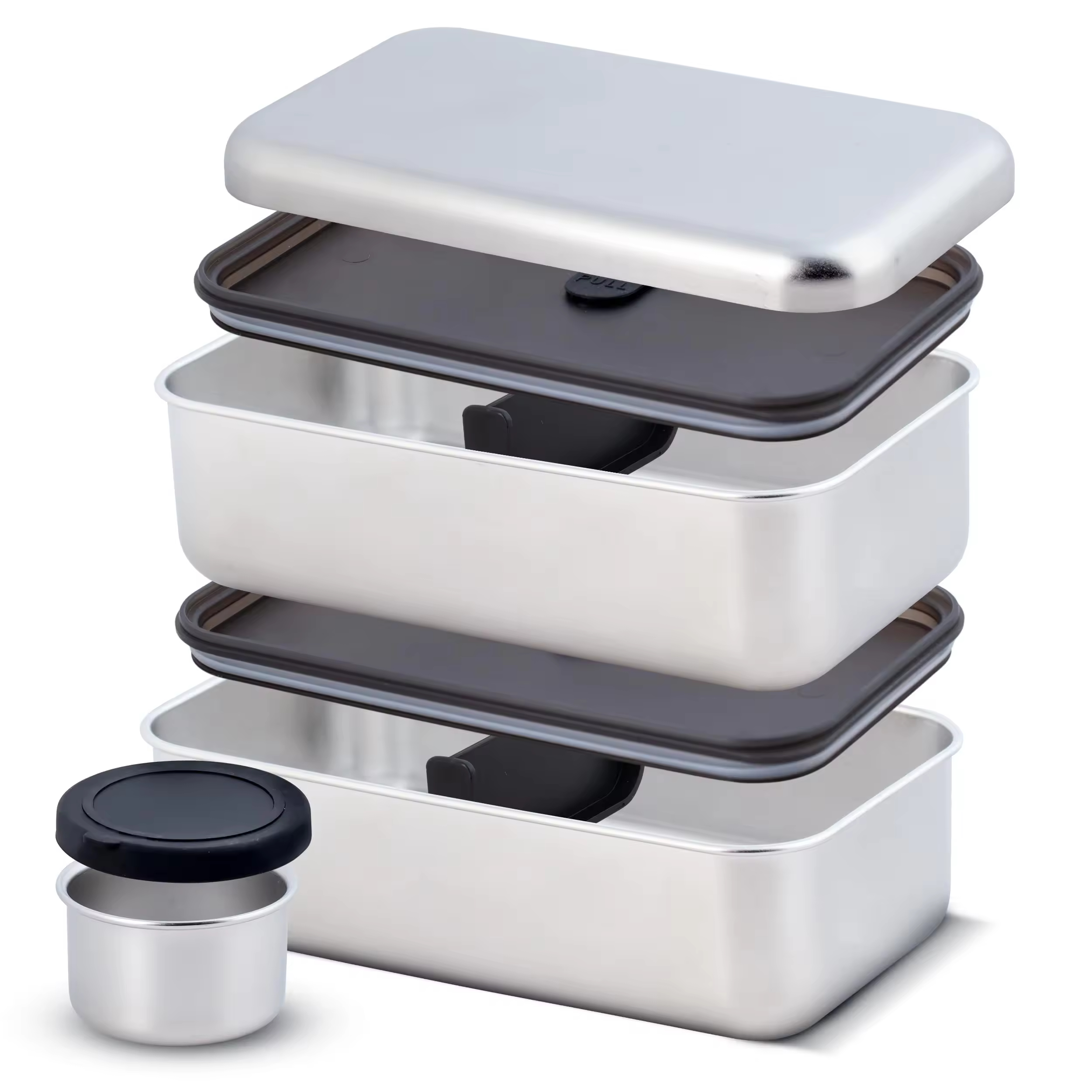 New Design 304 Stainless Steel Bento Box Lunch Box Stainless Steel Cover Leak-proof Heating Food Grade Microwave Sealed Box