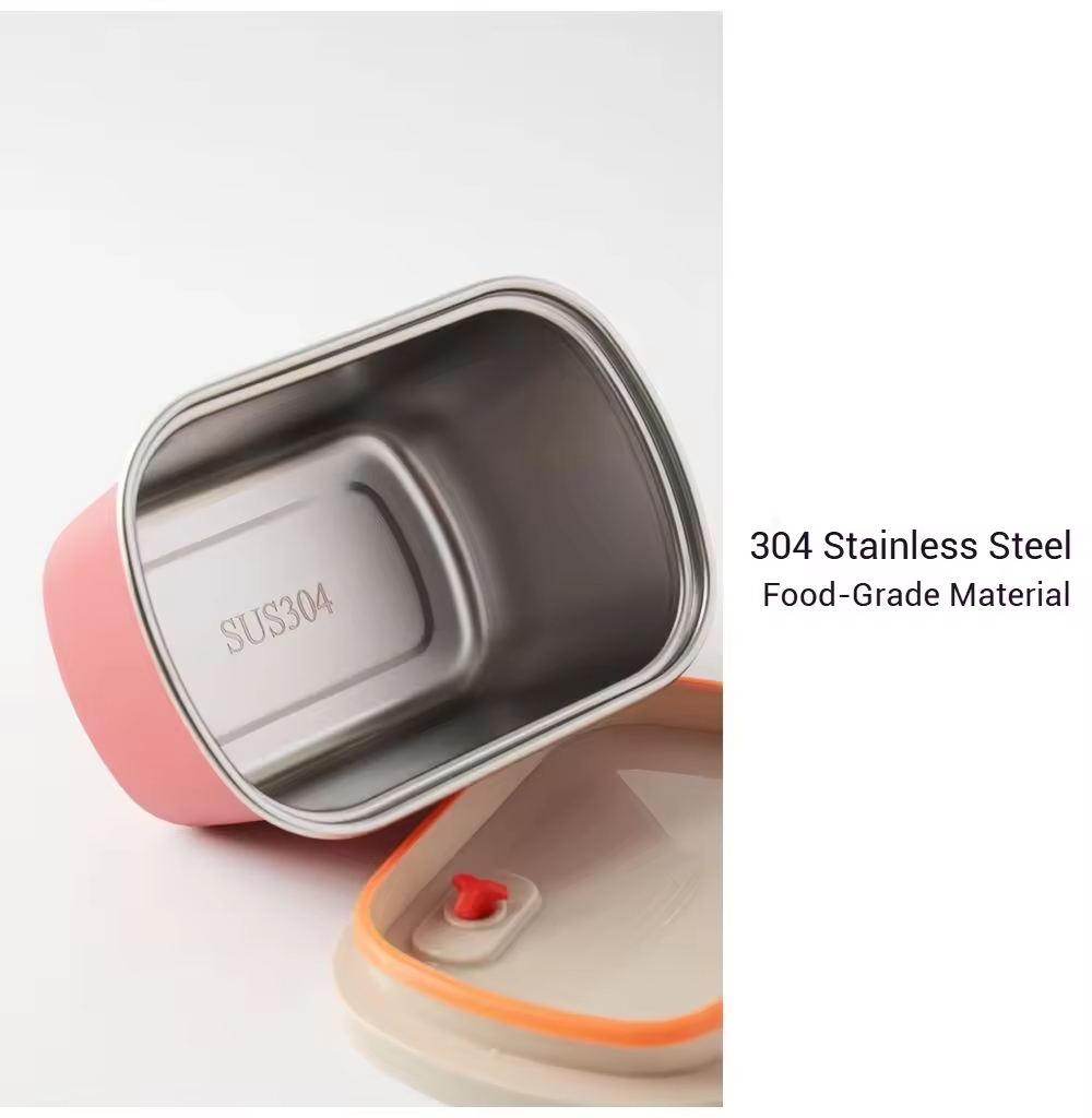 New Design 304 Stainless Steel Fresh-keeping Box Snap-on Student Special Lunch Box Office Worker Portable Partition Lunch Box